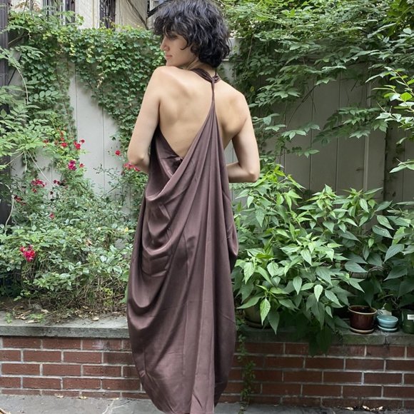 Atelier Delphine Rome Dress; Chocolate Brown; One Size Fits All - Picture 7 of 7